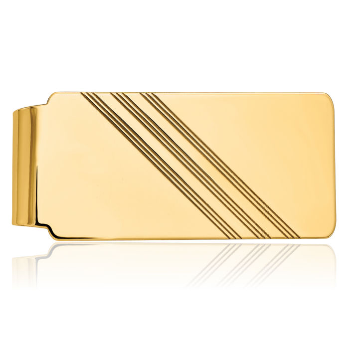 14K Solid Yellow Gold Mens Money Clip for Men