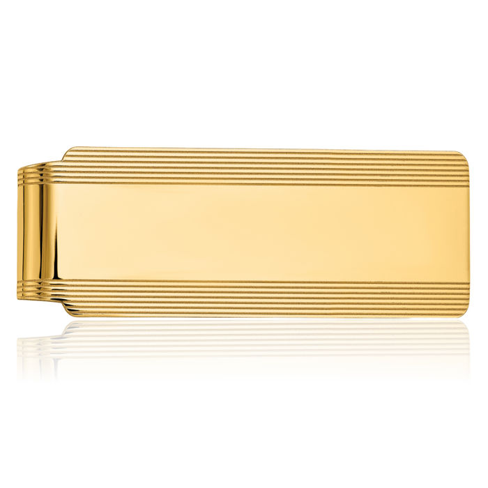 14K Solid Yellow Gold Mens Money Clip for Men