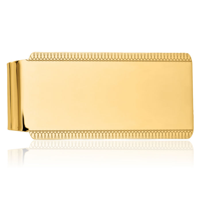14K Solid Yellow Gold Mens Money Clip for Men