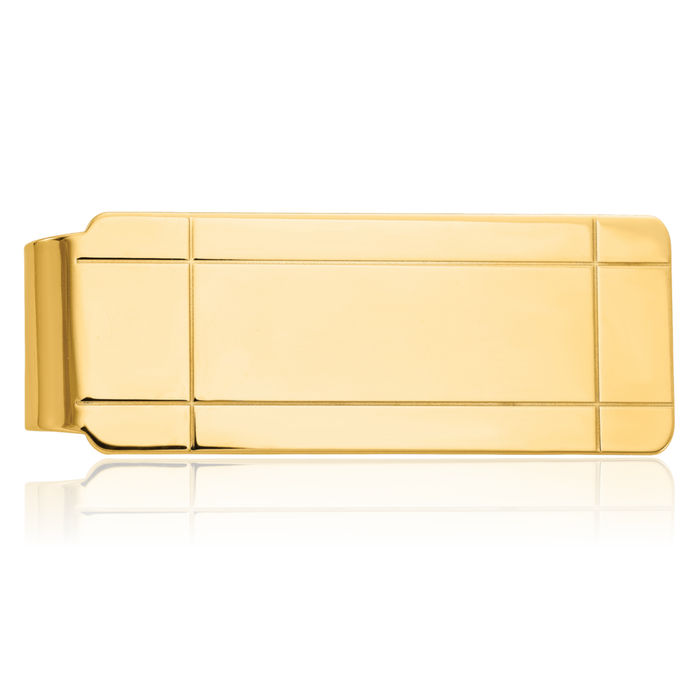 14K Solid Yellow Gold Mens Money Clip for Men