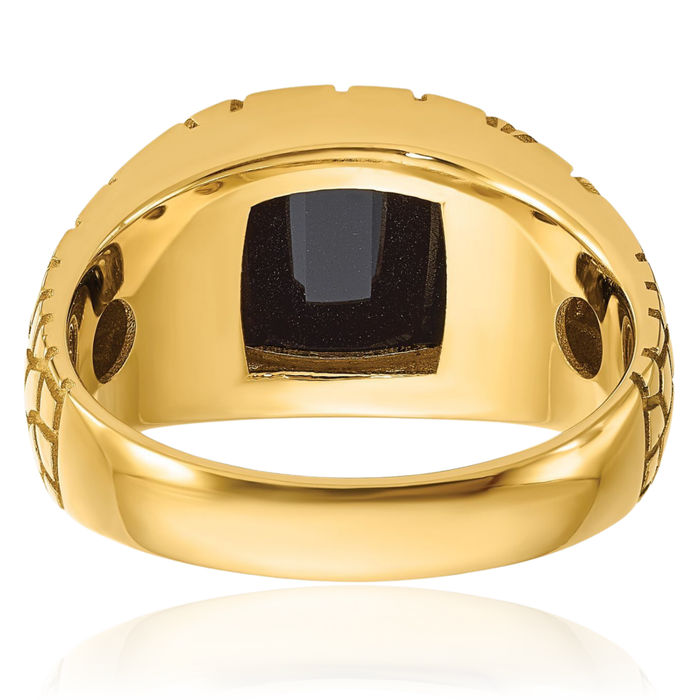 10K Gold Herrenring Herrenring Aus 10K Gelb- Oder Weißgold – Rechteckiger Nugget-Look Mit Diamantschliff, Größe 11 Goldring 1022