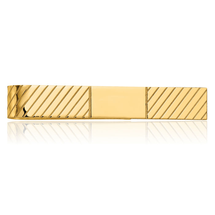 14K Solid Yellow Gold Mens Tie Clip Bar Tac