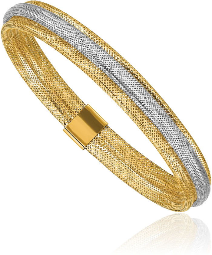 14K Solid Yellow Gold Mesh Stretch Wrap Bracelet
