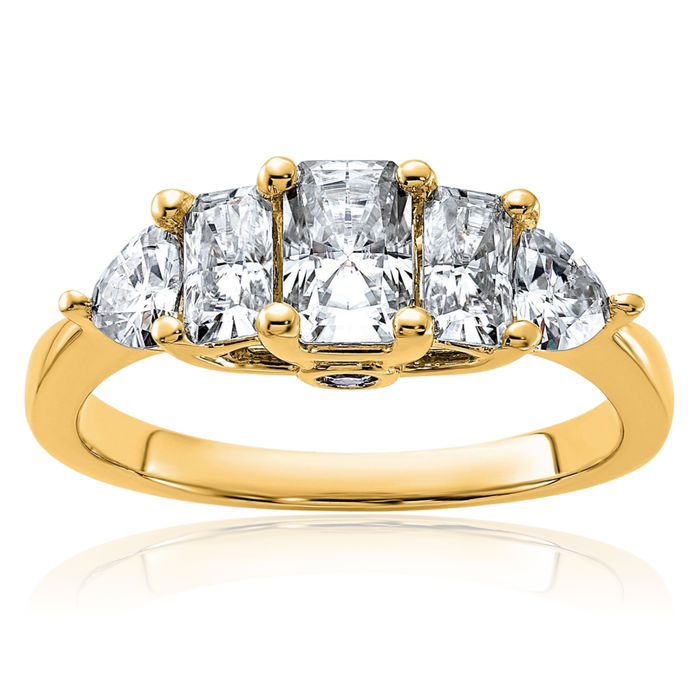 14K Solid Yellow Gold Moissanite Engagement Ring