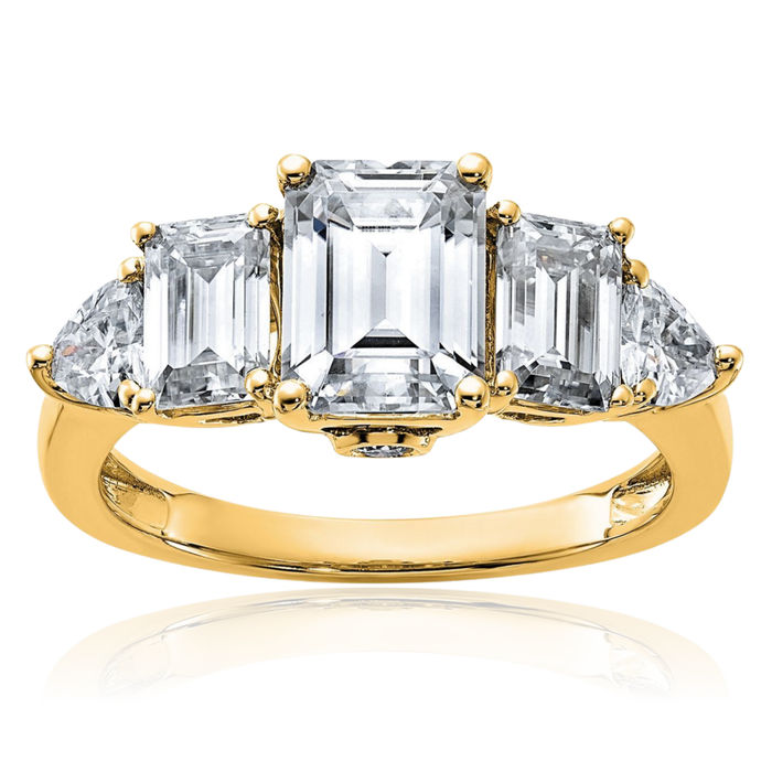 14K Solid Yellow Gold Moissanite Engagement Ring