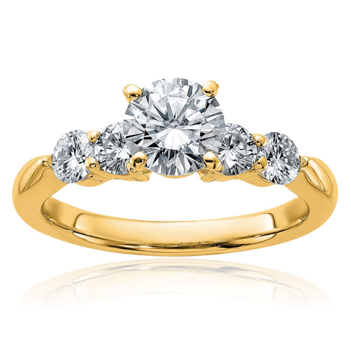 14K Solid Yellow Gold Moissanite Solitaire Engagement Ring