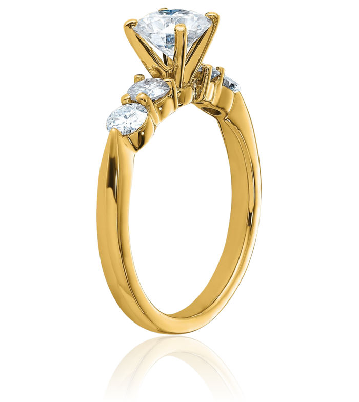 14K Solid Yellow Gold Moissanite Solitaire Engagement Ring