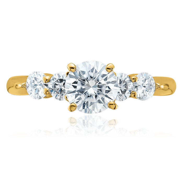 14K Solid Yellow Gold Moissanite Solitaire Engagement Ring