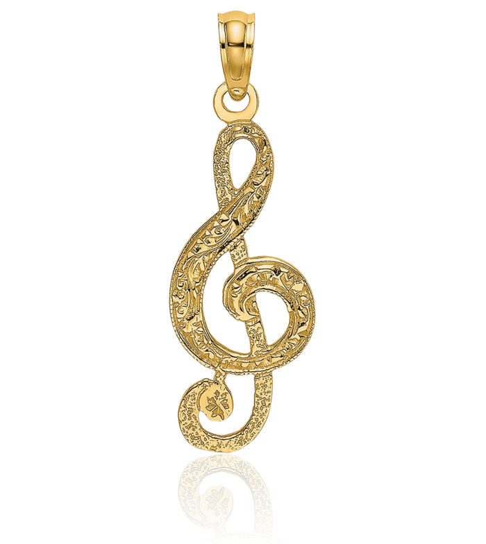 14K Yellow Gold Treble Clef Necklace