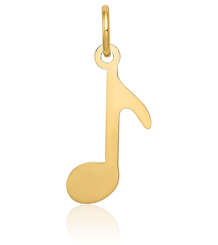 14K Solid Yellow Gold Treble Clef Music Note Necklace Chain Pendant Charm