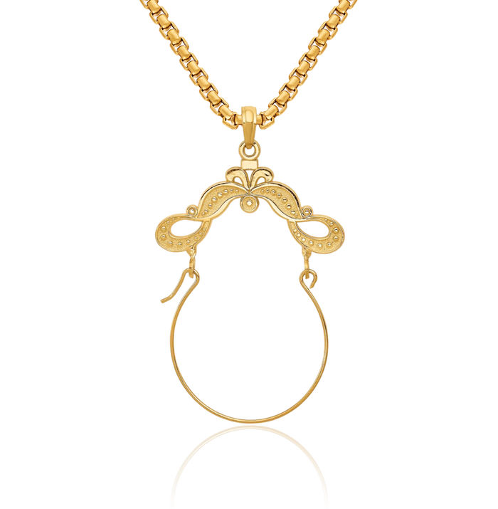 14K Solid Yellow Gold Necklace Chain Pendant Charm Holder