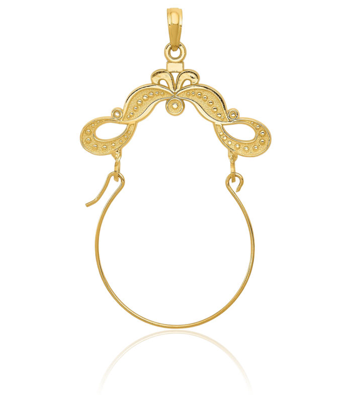 14K Solid Yellow Gold Necklace Chain Pendant Charm Holder