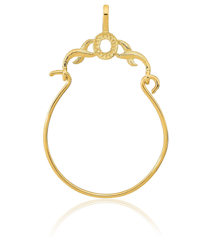 14K Solid Yellow Gold Necklace Chain Pendant Charm Holder