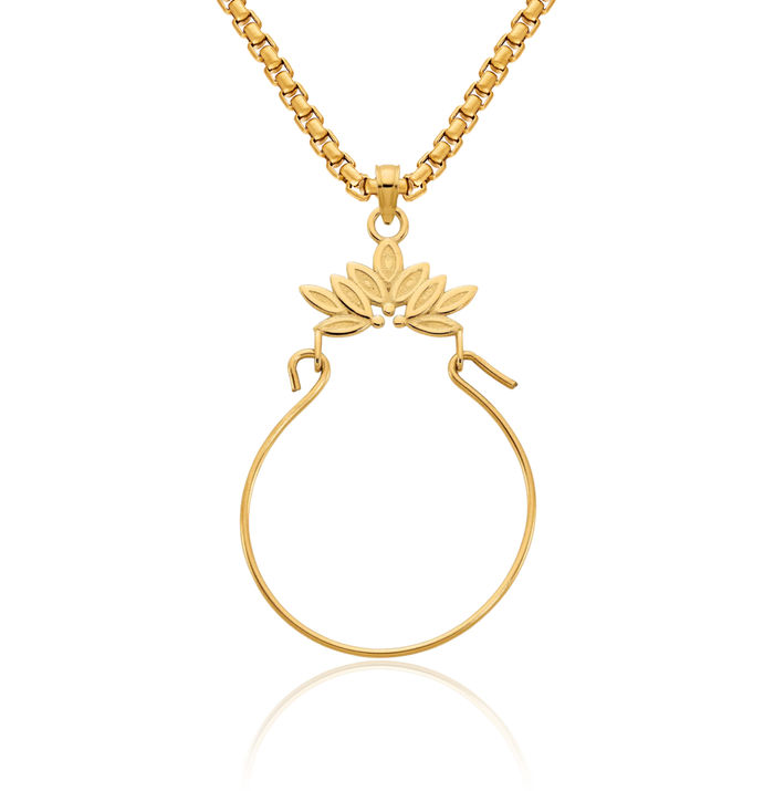 14K Solid Yellow Gold Necklace Chain Pendant Charm Holder