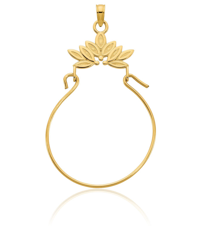 14K Solid Yellow Gold Necklace Chain Pendant Charm Holder