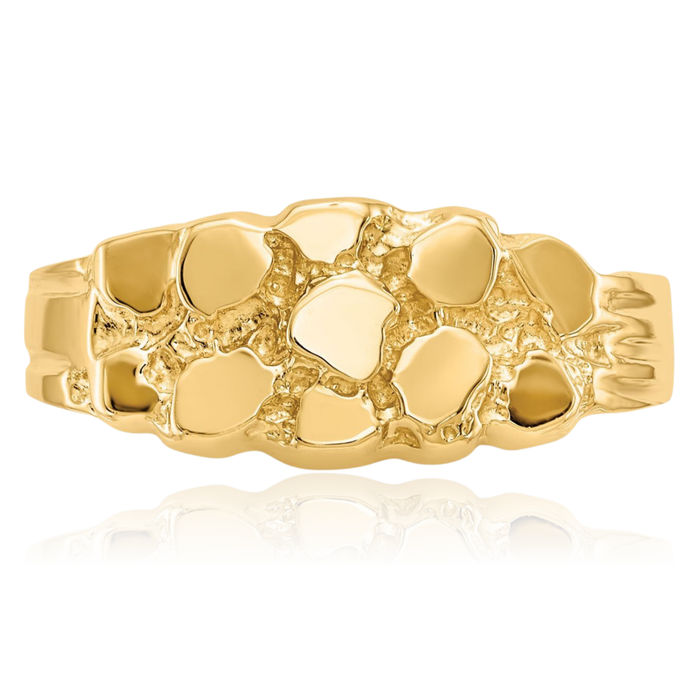 14K Solid Yellow Gold Chunky Nugget Ring