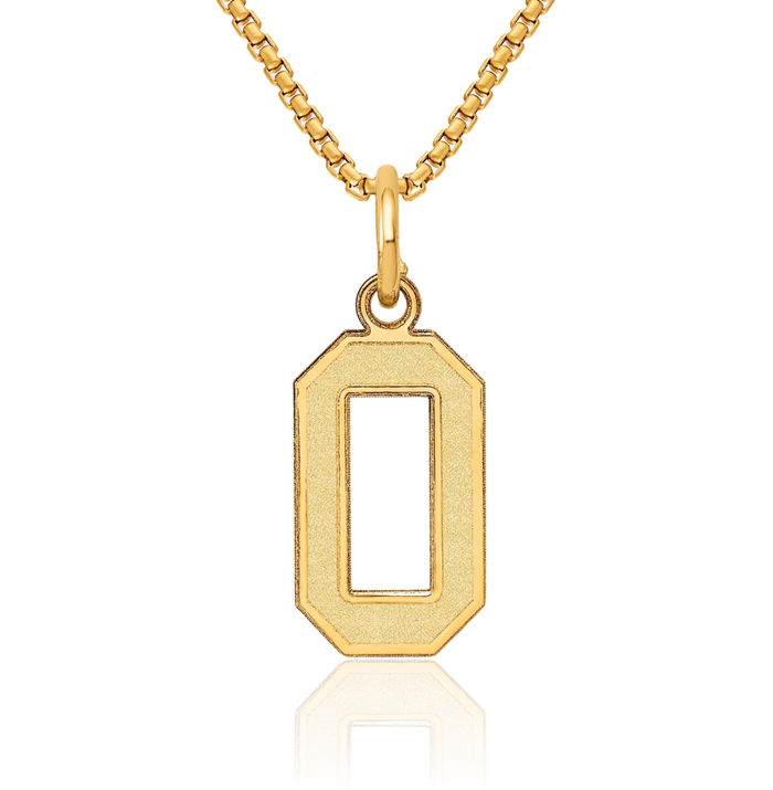 14K Solid Yellow Gold Number 0 Necklace Chain Pendant Charm
