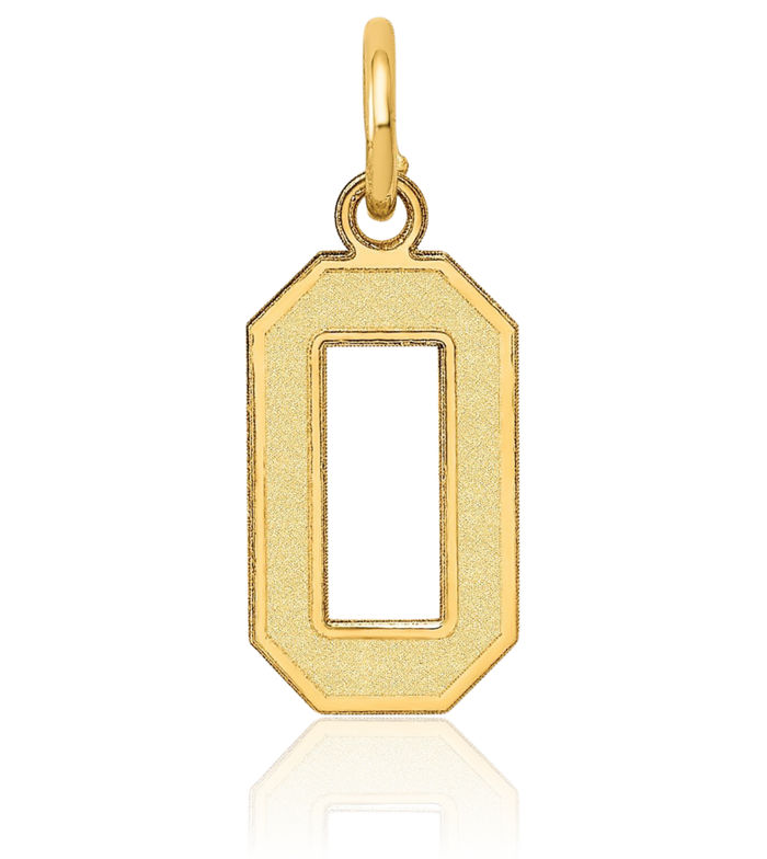 14K Solid Yellow Gold Number 0 Necklace Chain Pendant Charm