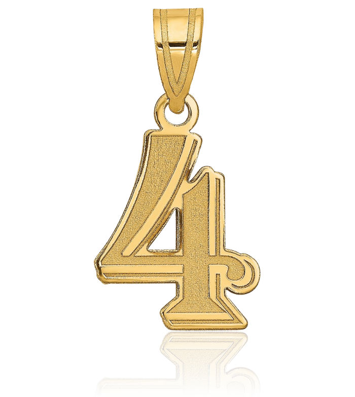 14K Solid Yellow Gold Number 4 Necklace Chain Pendant Charm