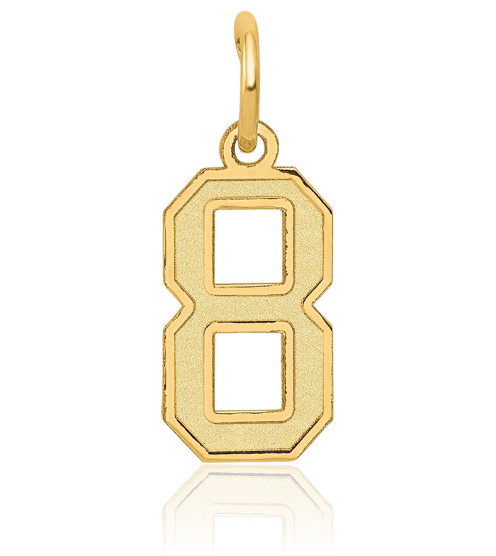 14K Solid Yellow Gold Number 8 Necklace Chain Pendant Charm