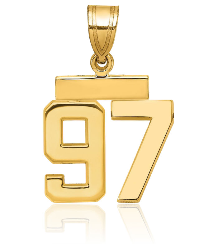 14K Solid Yellow Gold Number 97 Necklace Chain Pendant Charm