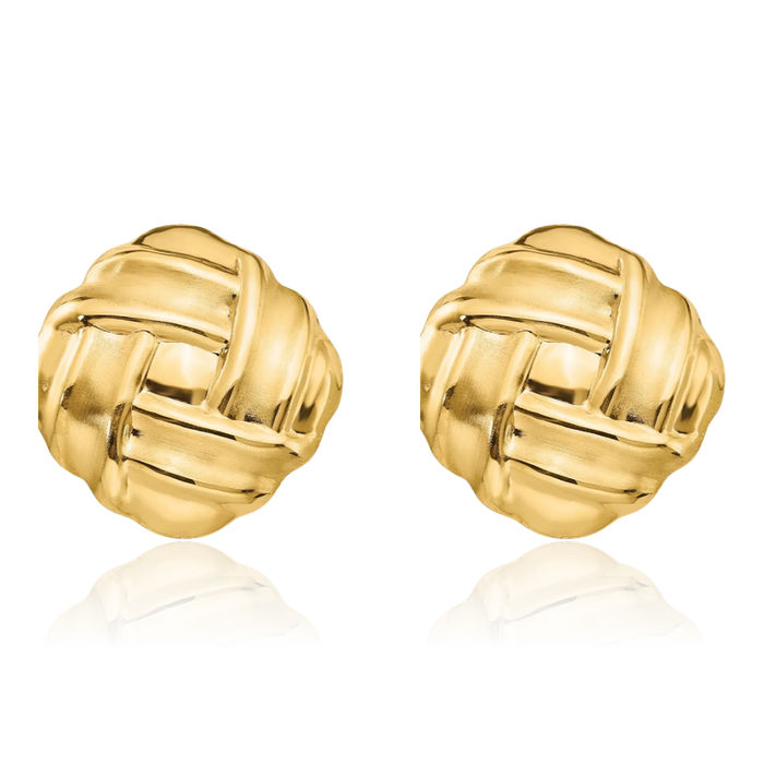 14K Solid Yellow Gold Omega Clip Back Post Stud Earrings