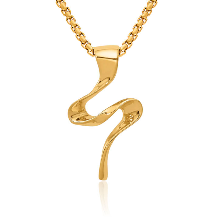 14K Solid Yellow Gold Cubetto Omega Snake Slide Chain Necklace Pendant Charm