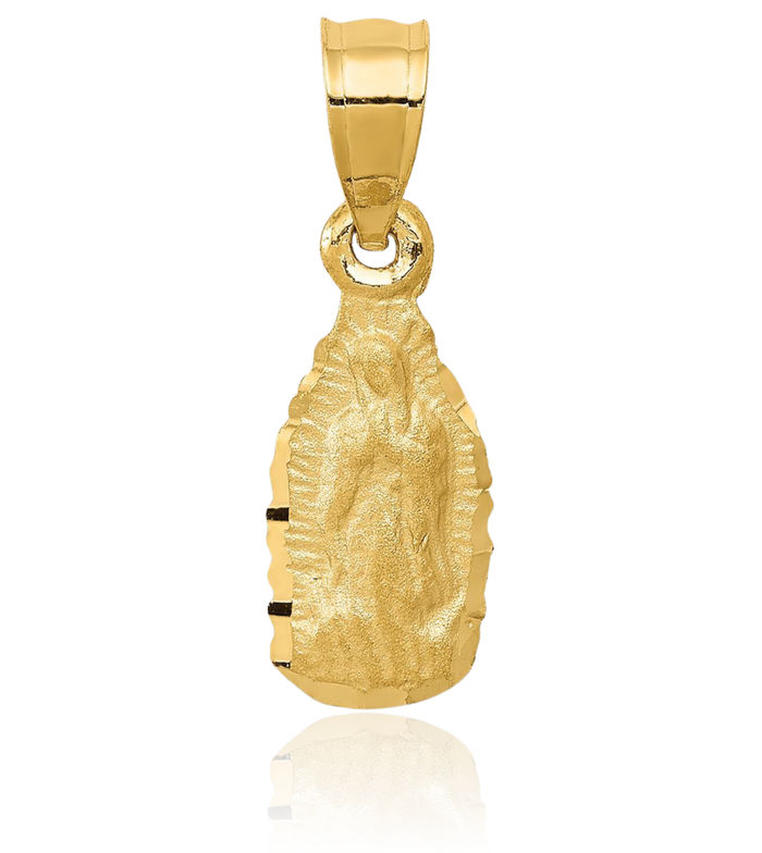 14K Solid Yellow Gold Our Lady of Guadalupe Virgin Mary Necklace Virgencita Maria Rosa Pendant Catholic Christian Holy Mother Medallion Charm