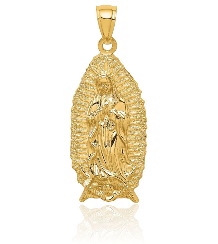 日本未入荷☆KING ICE☆Our Lady of Grace Virgin Mary Necklace 14k Gold Real 925 Sterling Silver Virgin Mary Necklace