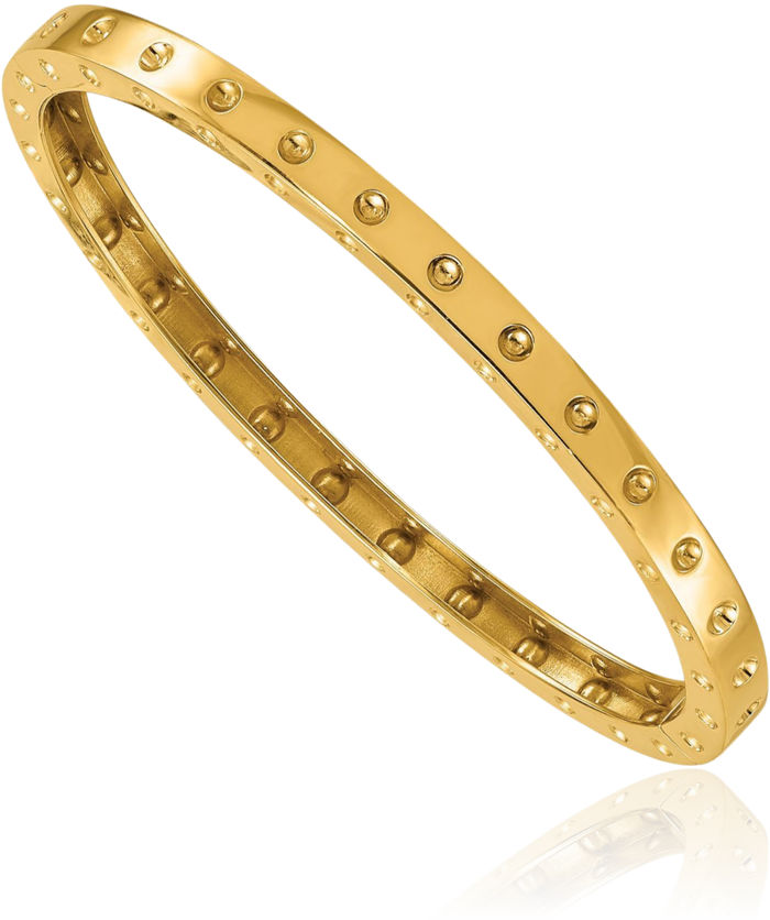 14K Solid Yellow Gold Oval 4.7mm Bangle Bracelet