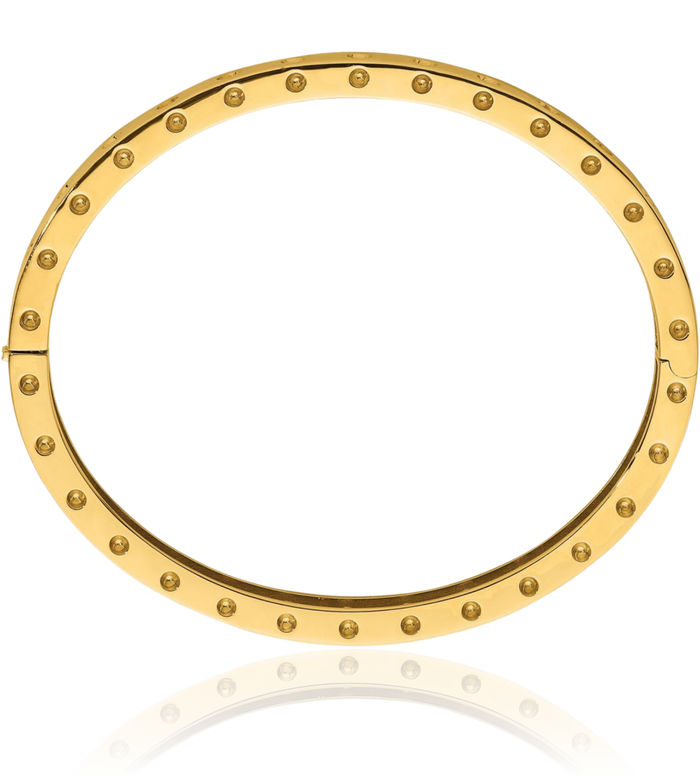 14K Solid Yellow Gold Oval 4.7mm Bangle Bracelet