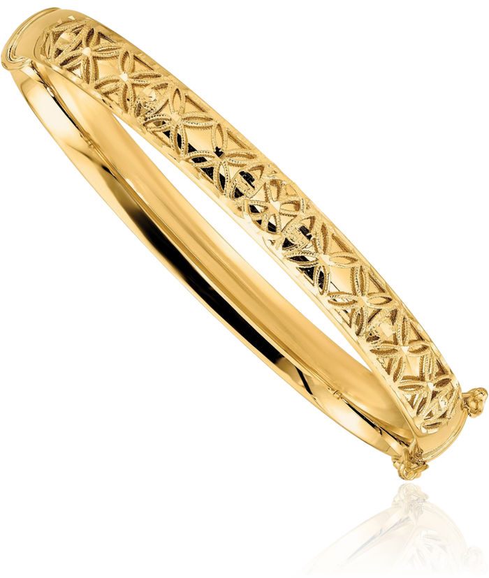 14K Solid Yellow Gold Oval Bangle Bracelet