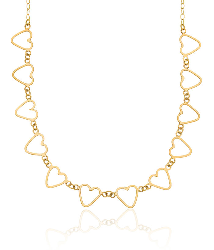 14K Solid Yellow Gold Oval Cable Heart Necklace Love Pendant Friendship Charm Chain
