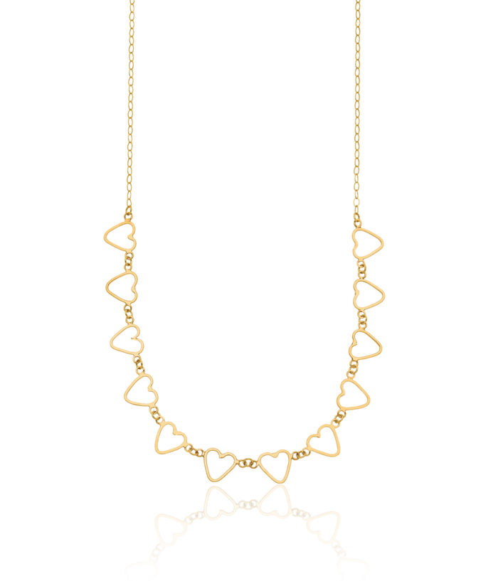 14K Solid Yellow Gold Oval Cable Heart Necklace Love Pendant Friendship Charm Chain