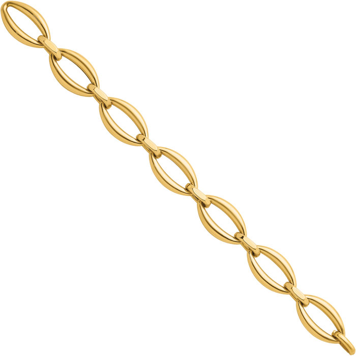 14K Solid Yellow Gold Oval Cable Rolo Link Chain Bracelet