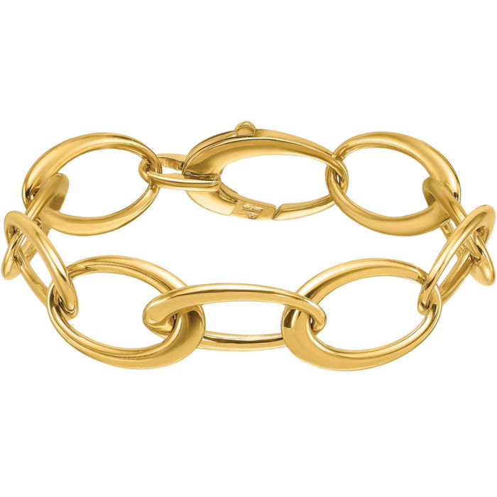 14K Solid Yellow Gold Oval Cable Rolo Link Chain Bracelet