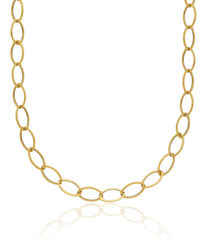 14K Solid Yellow Gold Oval Cable Rolo Link Chain Belcher Necklace