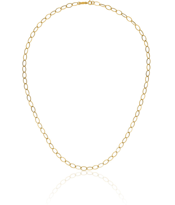 14K Solid Yellow Gold Oval Cable Rolo Link Chain Belcher Necklace