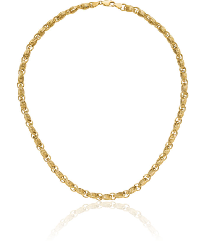 14K Solid Yellow Gold Oval Cable Rolo Link Chain Necklace