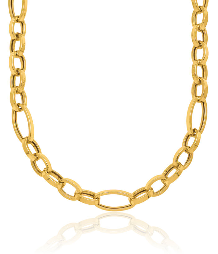 14K Solid Yellow Gold Oval Cable Rolo Link Chain Necklace