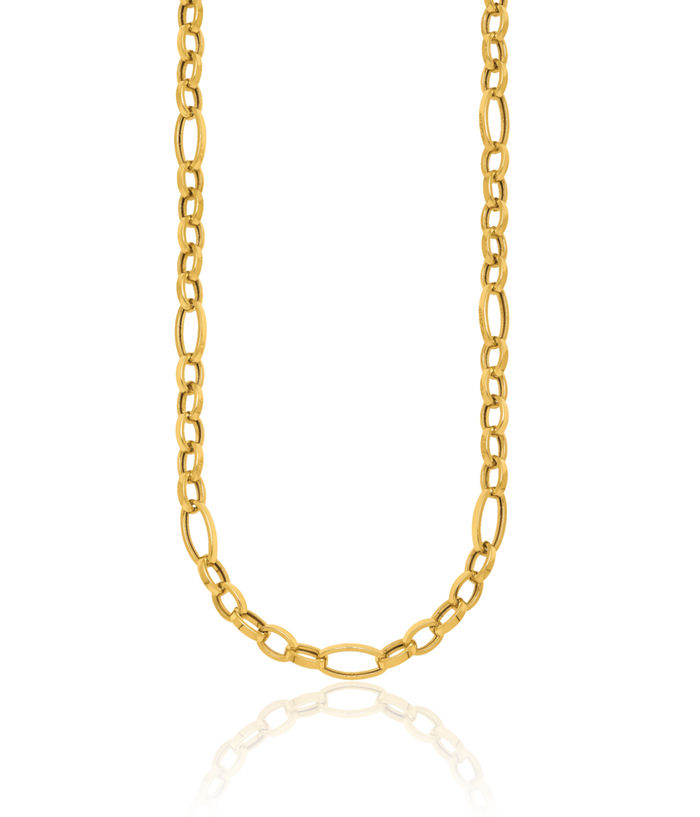 14K Solid Yellow Gold Oval Cable Rolo Link Chain Necklace