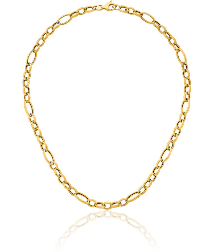 14K Solid Yellow Gold Oval Cable Rolo Link Chain Necklace