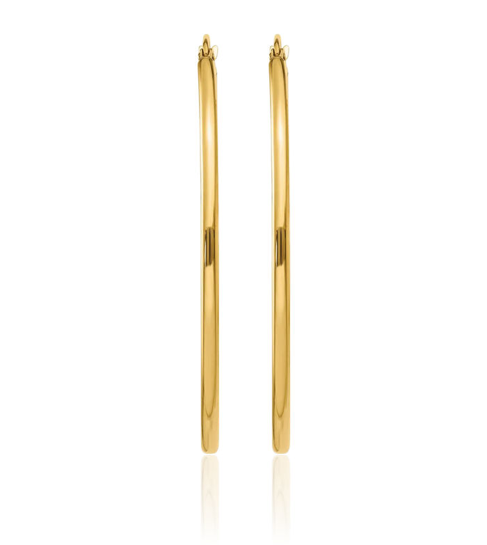 14K Solid Yellow Gold Oval Large Hoop Earrings