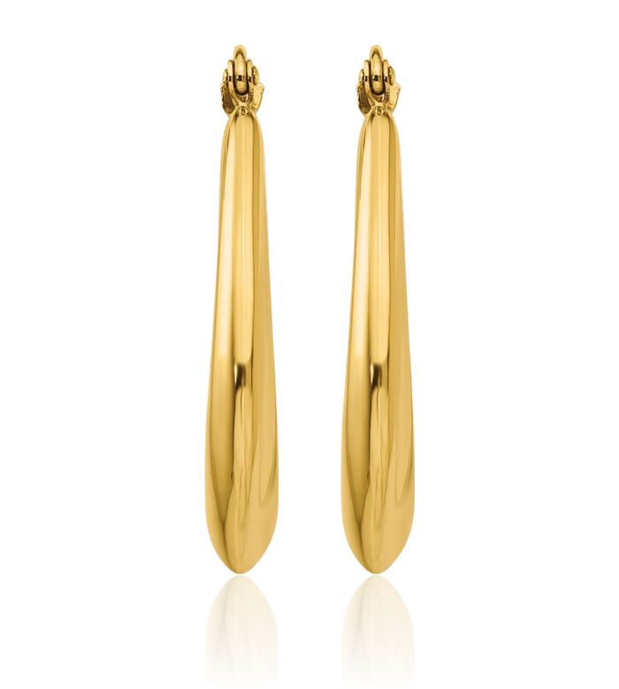 14K Solid Yellow Gold Oval Medium Hoop Earrings