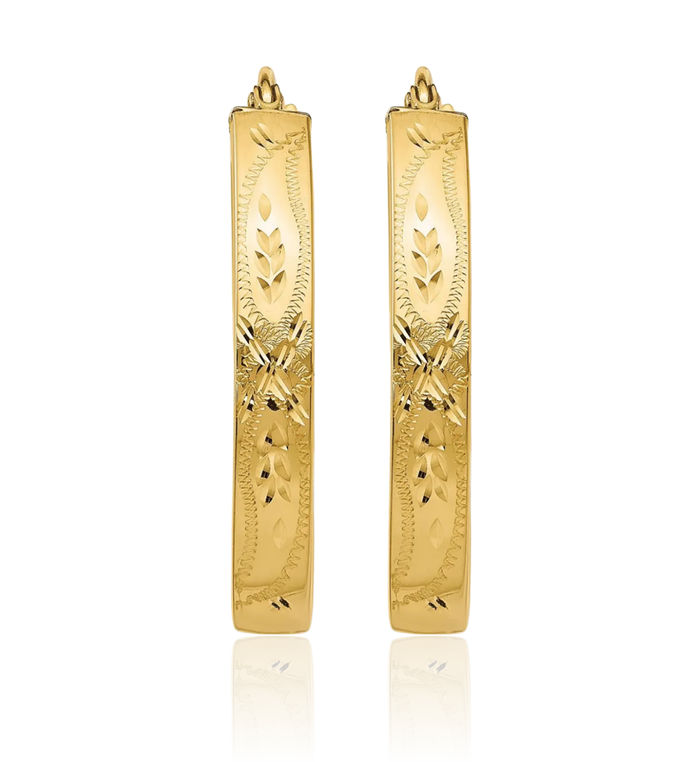 14K Solid Yellow Gold Oval Medium Hoop Earrings