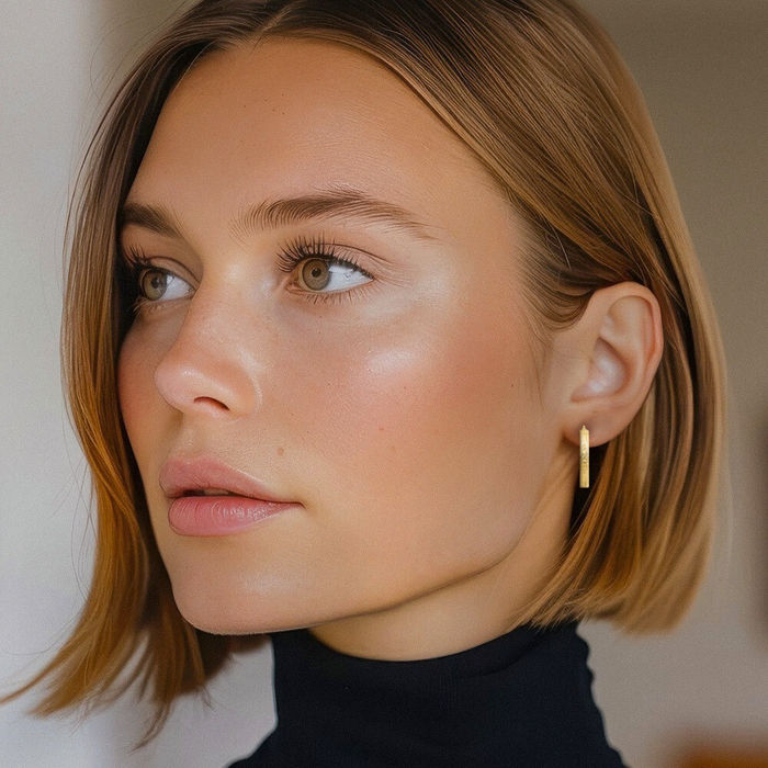 14K Solid Yellow Gold Oval Medium Hoop Earrings