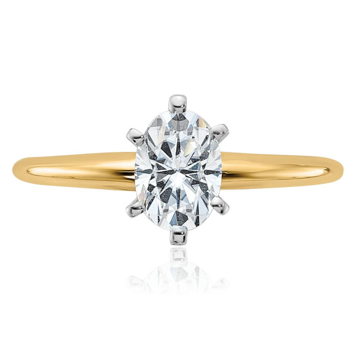 14K Solid Yellow Gold Oval Moissanite Solitaire Engagement Ring