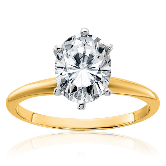 14K Solid Yellow Gold Oval Moissanite Solitaire Engagement Ring