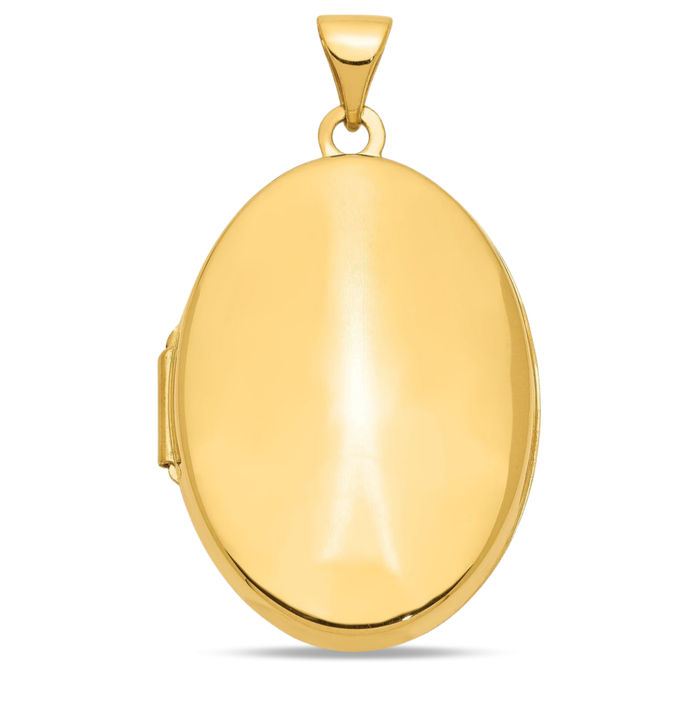 14K Solid Yellow Gold Oval Personalized Photo Locket Necklace Picture Pendant Charm