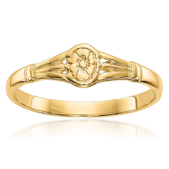 14K Solid Yellow Gold Oval Ring